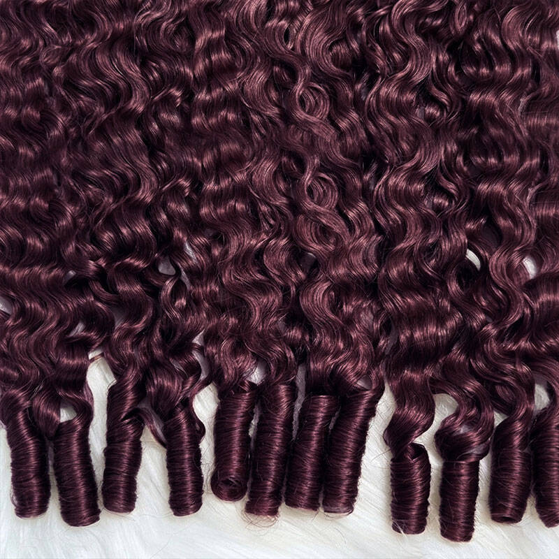 Burmese Curly  New In Blackcurrant Brunette Burmese Curly Crochet Human Hair for Boho Braids Invisible Miracle Knots Style