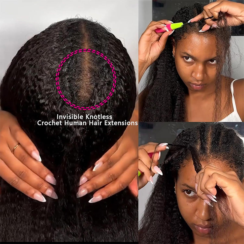 Crochet Hair  Kinky Straight Crochet Human Hair for Boho Braids Miracle Knots Friendly Time-Saving with Natural Texture