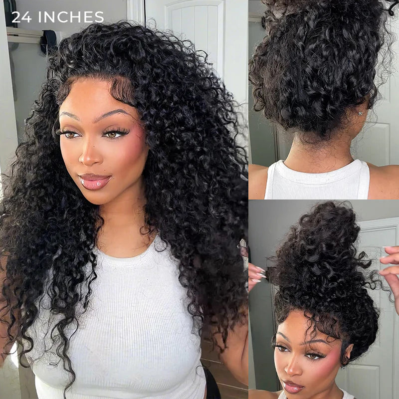 Invisi-Drawstring  Invisi Draw-strings 360 Water Wave Pre-Cut Lace Wear Go Wig Pre-Bleached Knots InvisiFit Strap Glueless Wigs