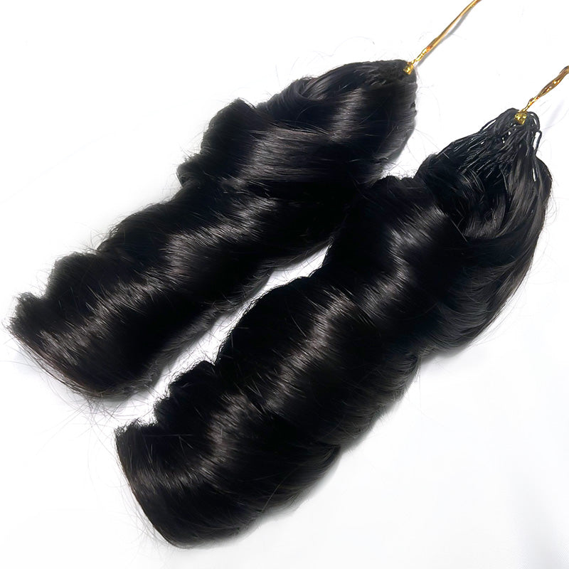New In French Curl Feather Crochet Human Hair Invisible Miracle Knots Style for Boho Braids