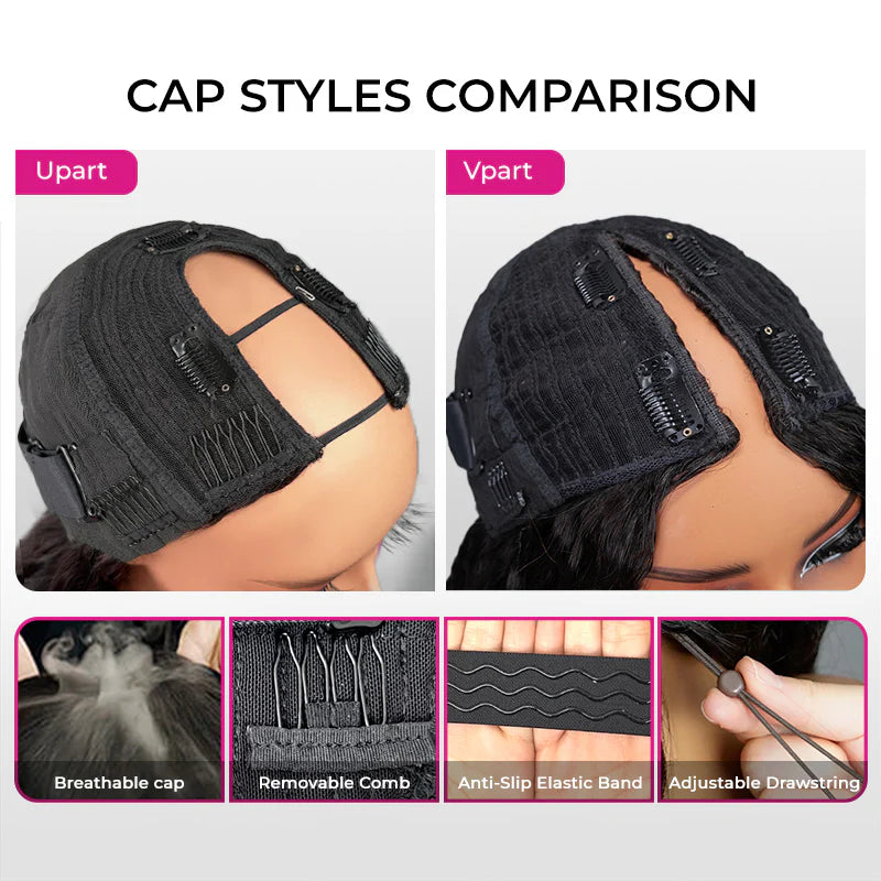Upgraded Dome Cap  New In 250% Density Pre-Styled Butterfly Cut Layered U/V Part Sew In Wig Natural Black Human Hair Wigs