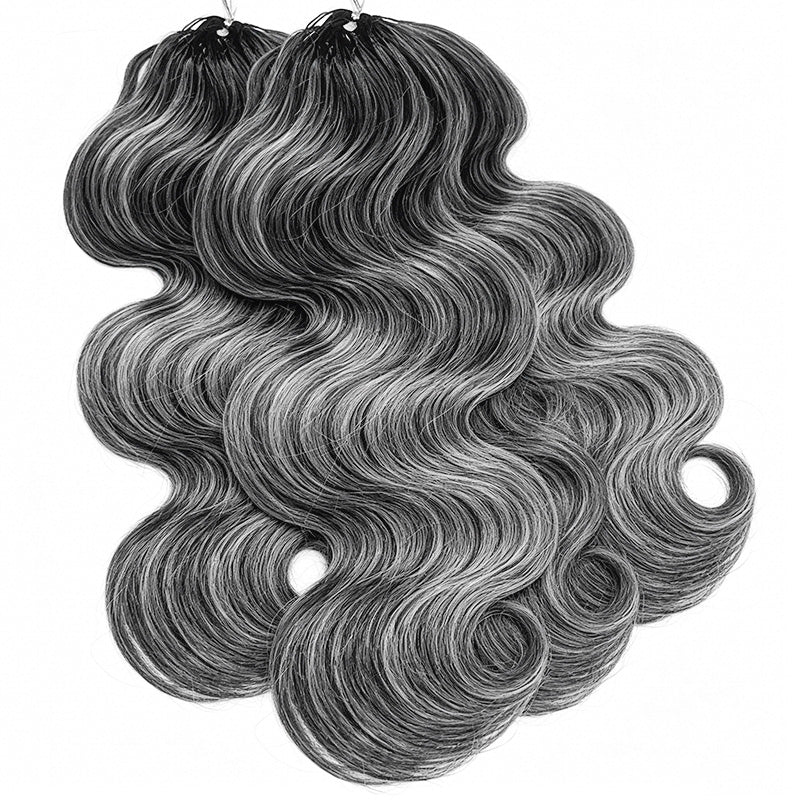 Feather Crochet Hair  New In Salt & Pepper Body Wave Crochet Human Hair Invisible Miracle Knots Style for Boho Braids