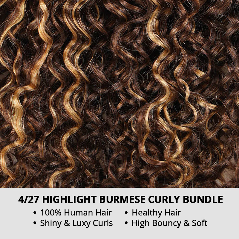 Burmese Curly Bundle  Highlight Burmese Curly Human Hair Bundles