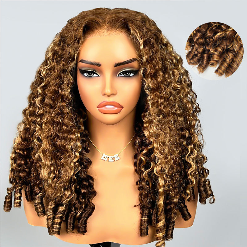 9x6 M Cap  M-Cap Highlight Burmese Curly 9x6 Wear Go InvisiFit Strap Glueless 250% Density Lace Wig