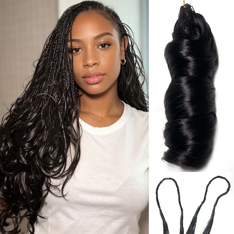 New In French Curl Feather Crochet Human Hair Invisible Miracle Knots Style for Boho Braids