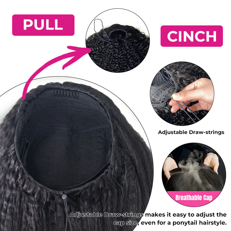 Minimum Leave Out [WEAR GO HALF WIG]  Invisible Hairline Half Wig Kinky Straight Flip Over Wig For Beginner