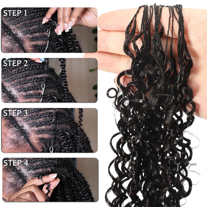 Crochet Hair  Kinky Curly Crochet Human Hair for Natural Boho Braids Miracle Knots Ready Time-Saving Pre-Separated