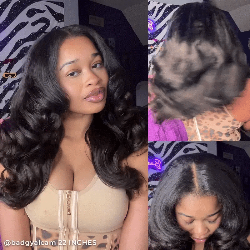 Upgraded Dome Cap  Layered Cut Blow Out Kinky Straight U Part Sew In Wig Natural Color