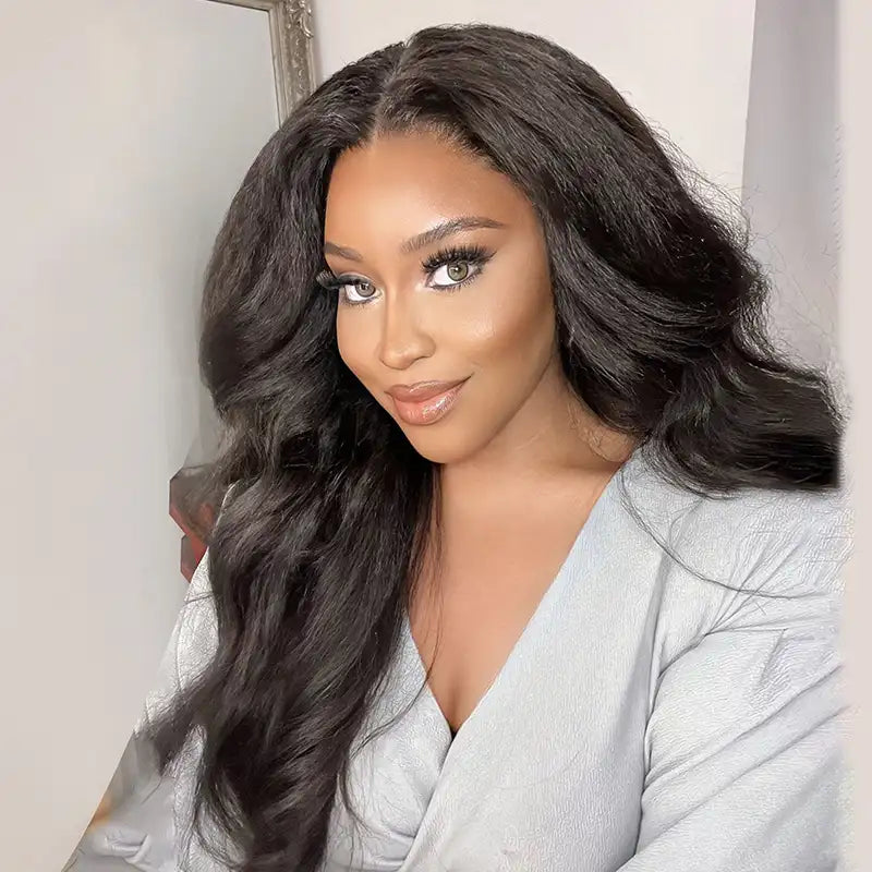 Kinky Straight 13x4 HD Lace Front Wig Unprocessed Human Hair Wigs