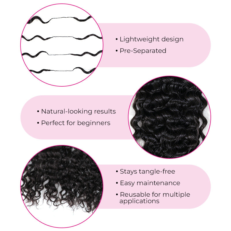Crochet Hair  Water Wave Crochet Human Hair for Boho Braids with Miracle Knots ¨C Soft Waves Time-Saving Install