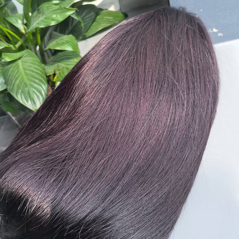Layer Cut  New In Blackcurrant Brunette 7x5 Lace Wear & Go Glueless Human Hair Layered Straight Wig Dark Burgundy