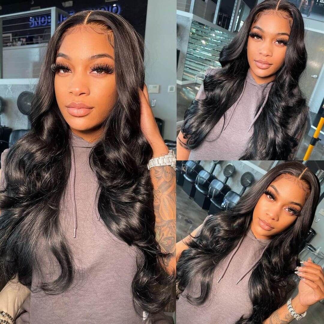 Pre Bleached Knots Body Wave Human Hair Wig Invisible HD Lace Front Wig