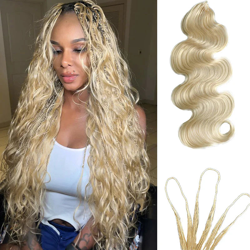 New In #613 Blonde Body Wave Crochet Human Hair for Boho Braids Plush Texture Time-Saving Wear