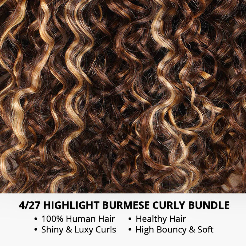 Pop Color Set  New In Highlight Burmese Curly Crochet Human Hair for Boho Braids Plush Texture Time-Saving Wear