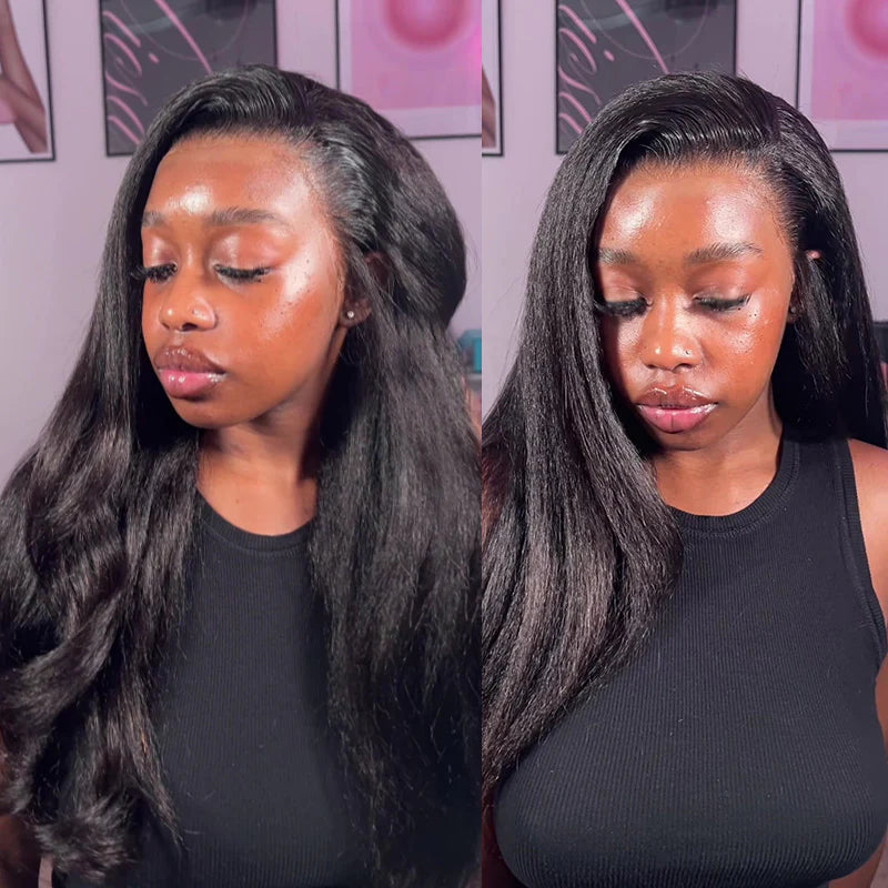 360 Glueless  Invisi Draw-strings Kinky Straight 360 Glueless Wig Pre-Cut Lace InvisiFit Strap Wear Go Wig