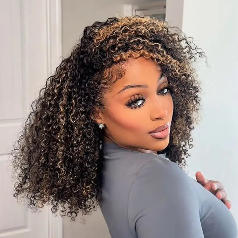HAIR 250% Kinky Curly Wear & Go Half Wig, Glueless Human Hair Wig