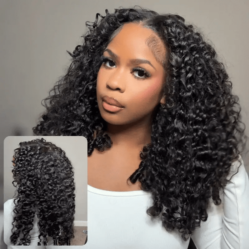 Burmese Curly  Hand Tied V Part Burmese Curly InvisiFit Strap Wear Go Glueless Wig With Elastic Draw-strings Beginner Friendly