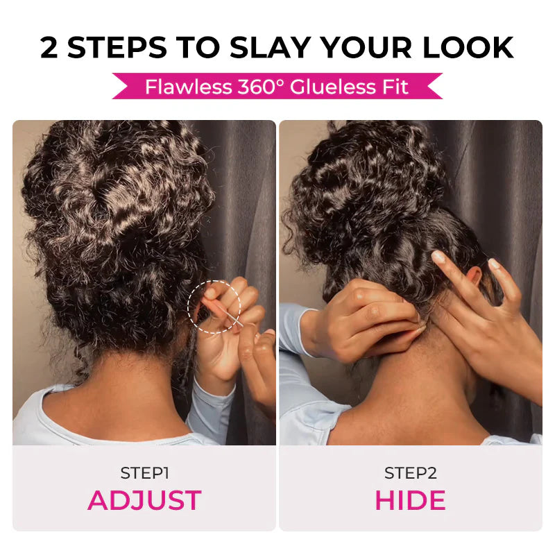 Invisi-Drawstring  Invisi Draw-strings 360 Water Wave Pre-Cut Lace Wear Go Wig Pre-Bleached Knots InvisiFit Strap Glueless Wigs