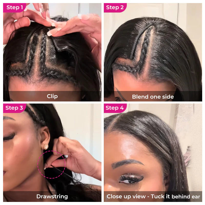 Upgraded Dome Cap  Layered Cut Blow Out Kinky Straight U Part Sew In Wig Natural Color