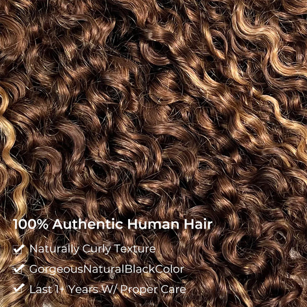 Highlight Burmese Curly [WEAR GO HALF WIG]  Highlight Burmese Curly Half Wig InvisiFit Strap Flip Over Wig