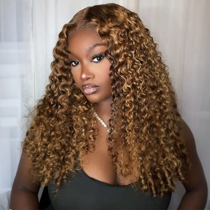 9x6 M Cap  M-Cap Highlight Burmese Curly 9x6 Wear Go InvisiFit Strap Glueless 250% Density Lace Wig