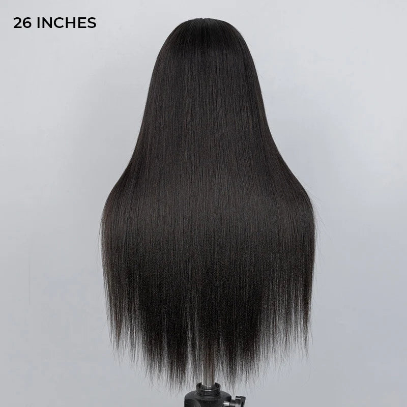 Minimum Leave Out [WEAR GO HALF WIG]  Yaki Straight Draw-strings Half Wig Invisible Hairline Flip Over InvisiFit Strap Wig