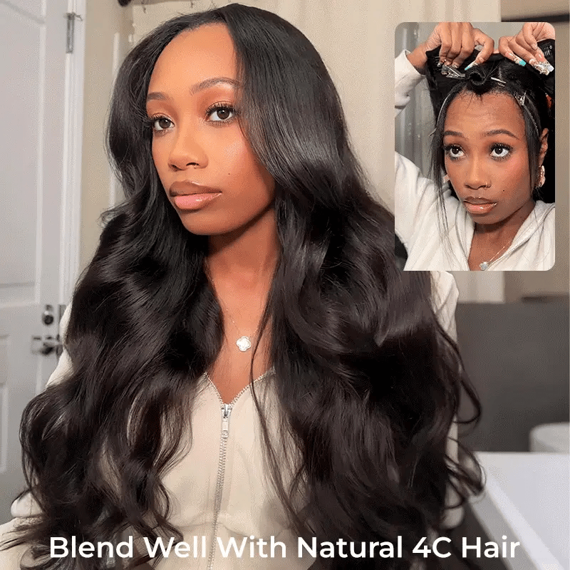 Upgraded Dome Cap  HAIR U Part Sew In Wig Human Hair Body Wave U Part Wigs Natural Color For Women 250% Density Glueless wigs
