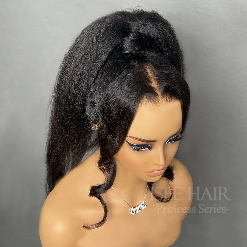 360 Glueless  Invisi Draw-strings Kinky Straight 360 Glueless Wig Pre-Cut Lace InvisiFit Strap Wear Go Wig