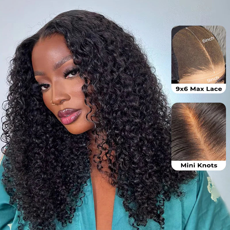 9*6 M Cap  M-Cap Wear Go Kinky Curly 9x6 Pre Bleached Tiny Knots Pre-Cut HD Lace Glueless Wig