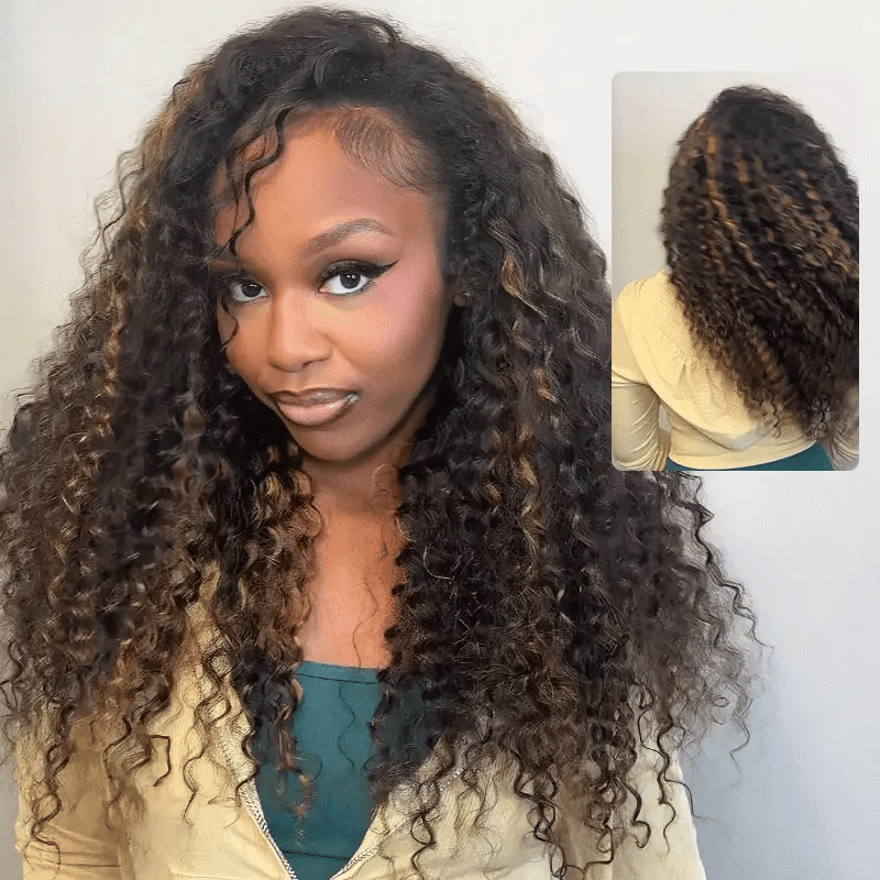 Perfect for Short Hair [WEAR GO HALF WIG]  Highlight Water Wave Half Wig InvisiFit Strap Flip Over Wig