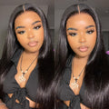 Pre Bleached Knots Silky Straight Human Hair Wig Invisible HD Lace Front Wig