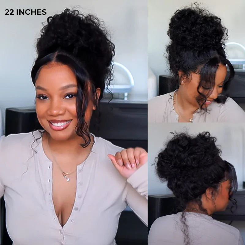 Invisi-Drawstring  Invisi Draw-strings 360 Water Wave Pre-Cut Lace Wear Go Wig Pre-Bleached Knots InvisiFit Strap Glueless Wigs