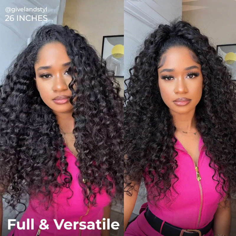 Perfect for Short Hair [WEAR GO HALF WIG]  Loose Curly Half Wig Invisible Hairline Loose Deep Flip Over Wig Beginner Friendly