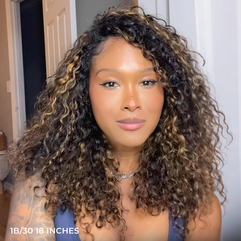 Perfect for Short Hair [WEAR GO HALF WIG]  Highlight Water Wave Half Wig InvisiFit Strap Flip Over Wig