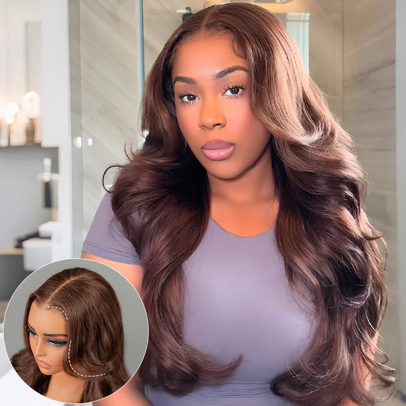 Layer Cut  7x5 Chocolate Brown Color Face-Framing Layered Cut Body Wave Wear Go Glueless Wig