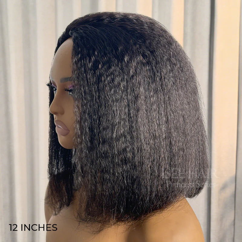 Minimum Leave Out [WEAR GO HALF WIG]  Invisible Hairline Half Wig Kinky Straight Flip Over Wig For Beginner