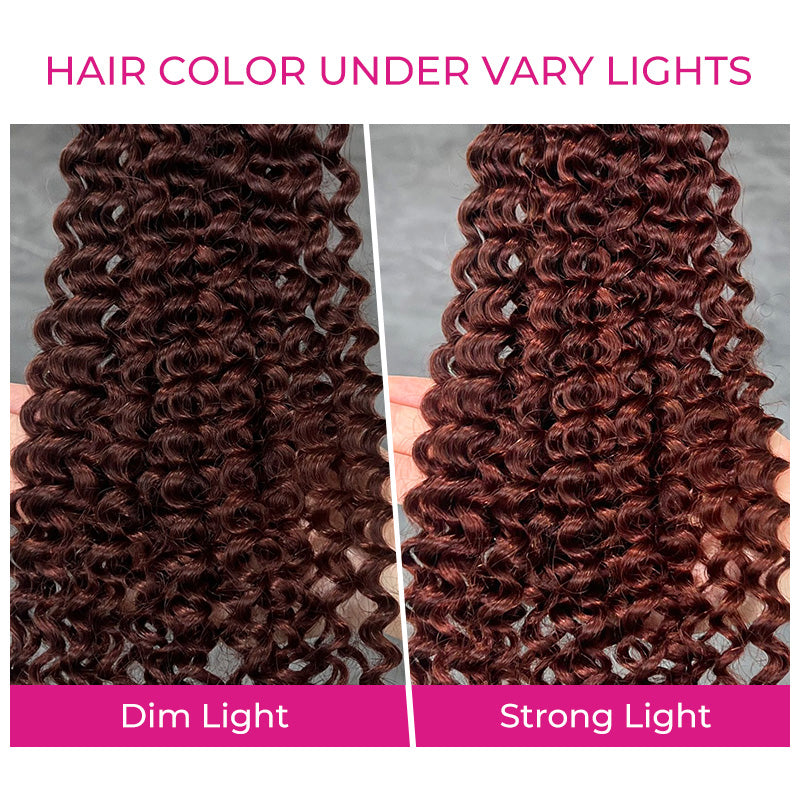 New In Reddish Brown Kinky Curly Crochet Human Hair for Boho Braid Styles Plush Texture Time-Saving Wear