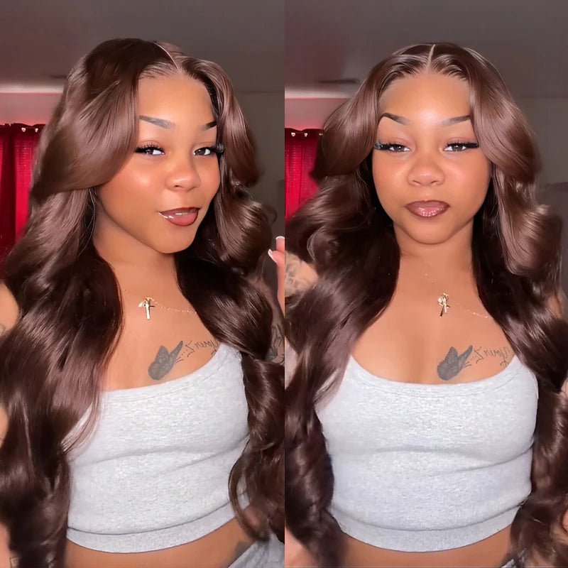 Layer Cut  7x5 Chocolate Brown Color Face-Framing Layered Cut Body Wave Wear Go Glueless Wig