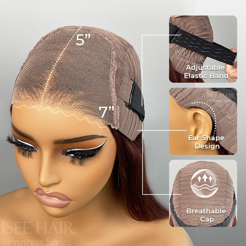 NEW  Reddish Brown Color Wear Go Straight Pre-Cut Lace Bob Glueless Wig
