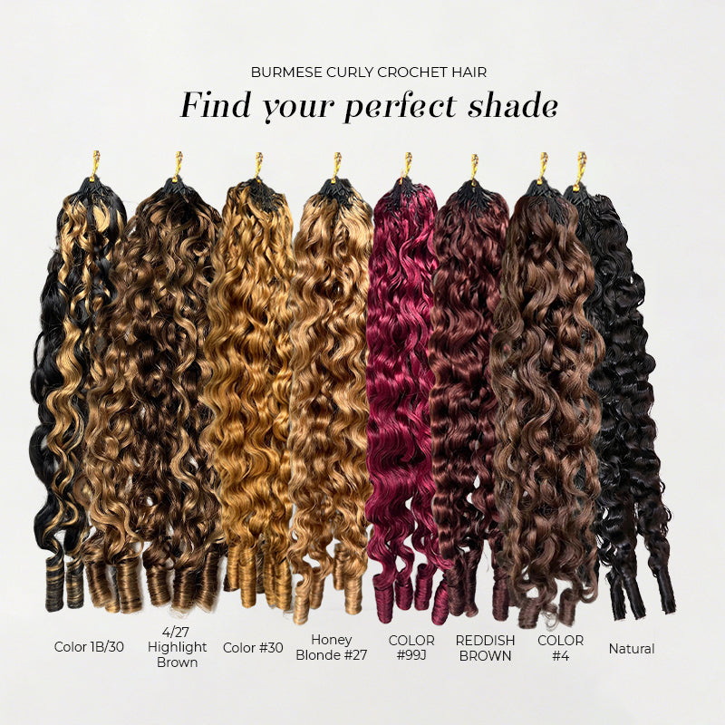 Pop Color Set  Pro-Mix Bundle Deal Burmese Curly Feather Crochet Human Hair - Natural Black Base & 1 Color Bundle for Miracle Knots