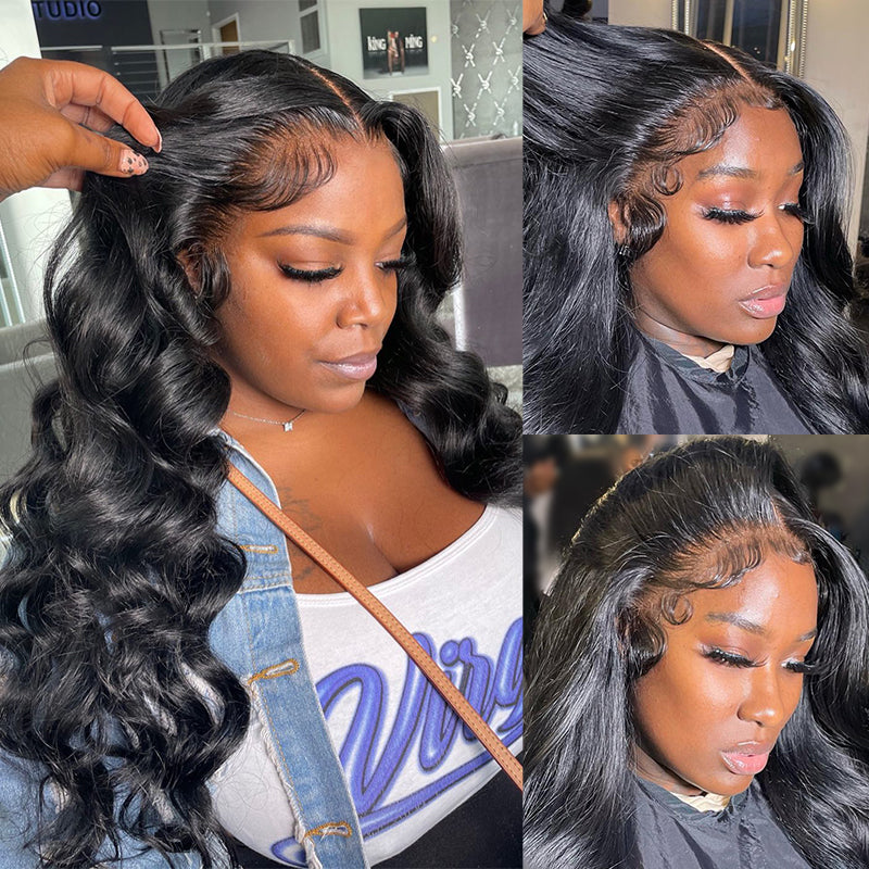 13*4 HD  Undetectable HD Lace Body Wave Human Hair Wigs Pre-Plucked Pre-Bleached 13x4 Lace Front Wigs