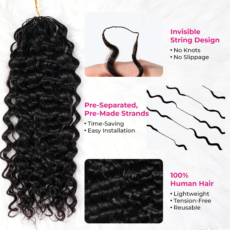 Crochet Hair  Water Wave Crochet Human Hair for Boho Braids with Miracle Knots ¨C Soft Waves Time-Saving Install