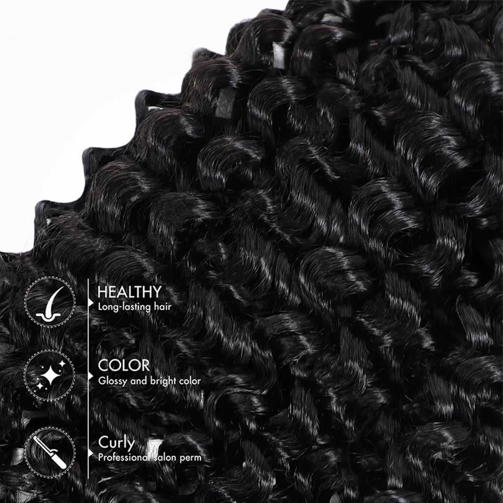 Crochet Hair  Deep Curly Crochet Human Hair, Miracle Knots Friendly for Boho Braids ¨C Defined Curls Time-Saving Setup