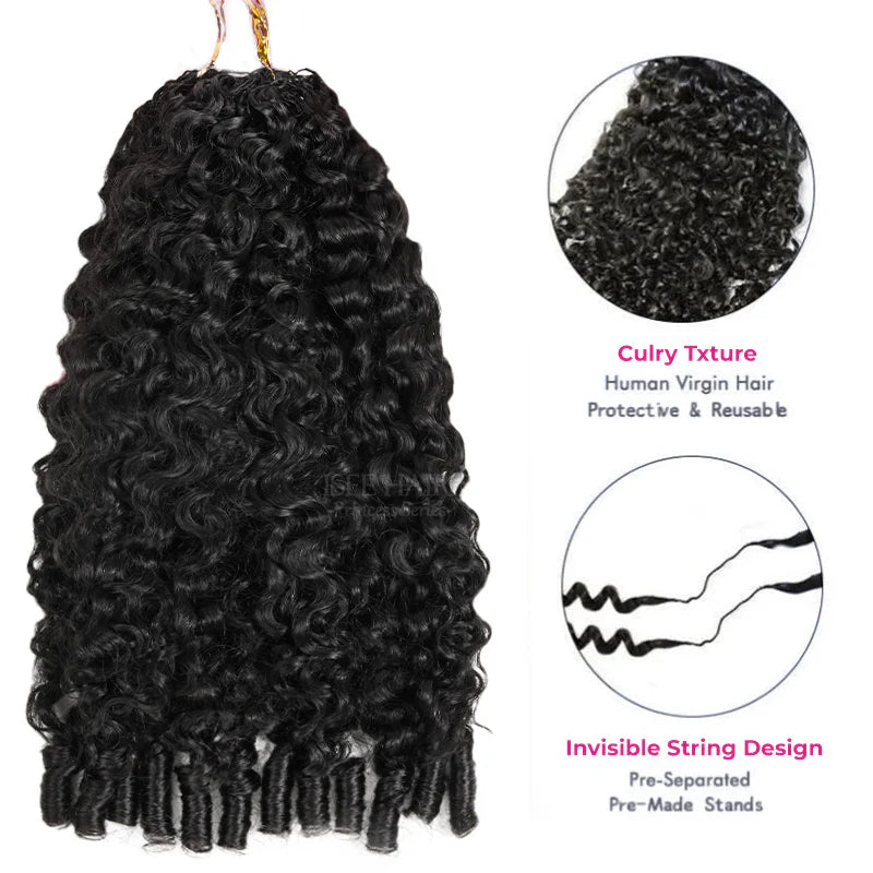 Burmese Curly  Burmese Curly Crochet Human Hair, Designed for Miracle Knots Boho Braids Plush Texture Time-Saving Wear
