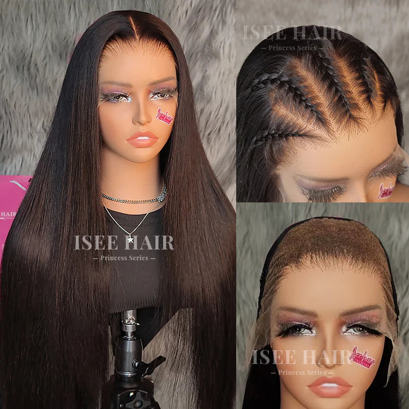 Pre Bleached Knots Silky Straight Human Hair Wig Invisible HD Lace Front Wig