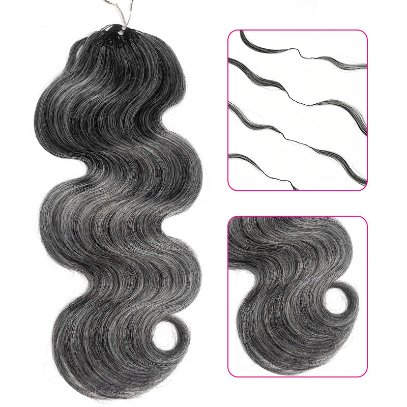 Feather Crochet Hair  New In Salt & Pepper Body Wave Crochet Human Hair Invisible Miracle Knots Style for Boho Braids