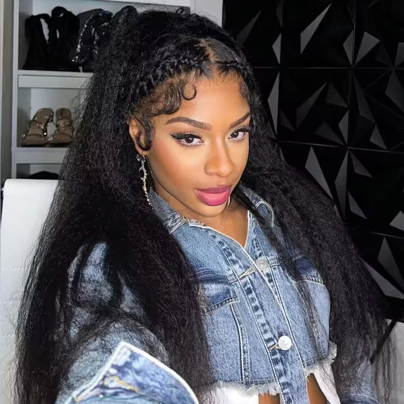Kinky Straight 13x4 HD Lace Front Wig Unprocessed Human Hair Wigs