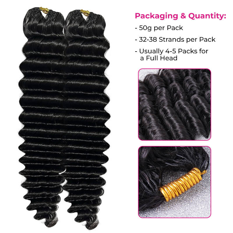 Crochet Hair  Deep Curly Crochet Human Hair, Miracle Knots Friendly for Boho Braids ¨C Defined Curls Time-Saving Setup