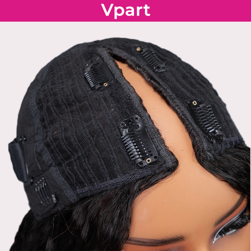 Upgraded Dome Cap  New In 250% Density Pre-Styled Butterfly Cut Layered U/V Part Sew In Wig Natural Black Human Hair Wigs