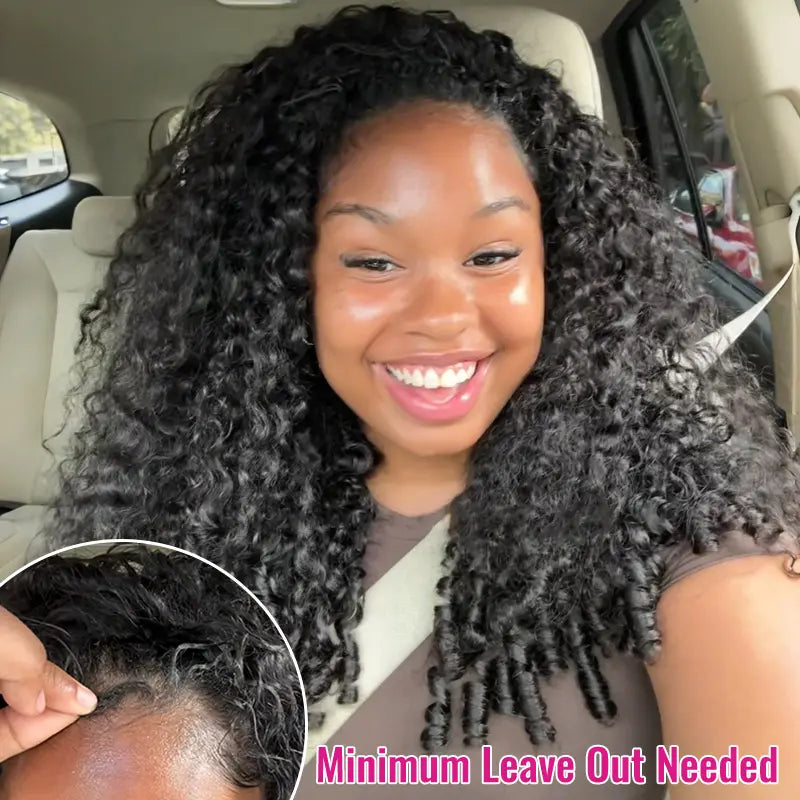 HAIR 250% Kinky Curly Wear & Go Half Wig, Glueless Human Hair Wig